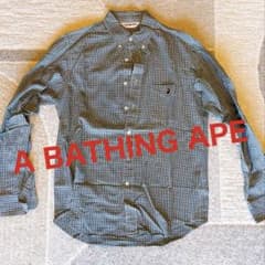 A BATHING APE チェック柄 長袖シャツ ボタンダウン　M