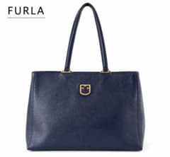 【特別値下げ】FURLA トートバッグ ネイビー レザー ハンド ショルダーのサムネイル