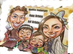 世界で1枚のオーダーメイド似顔絵★衣装アレンジok★家族一緒に★笑顔お届け 世界で1枚の手描きのオーダーメイド似顔絵☆アレンジok☆家族一緒に