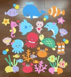 夏の壁面飾り 海の仲間たち大集合 海の生き物　7月　8月　夏祭り　ゲームのサムネイル