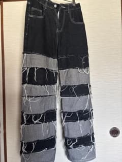 NOVESSEL パッチワーク デニム パンツ ブラックのサムネイル