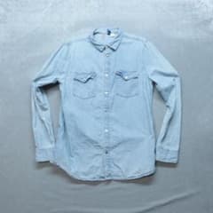 H&M A0451 デニムシャツ XS 青 スリムフィット ウエスタンシャツ