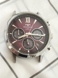 希少品 TECHNOS T4B17 ソーラー クロノグラフ メンズ時計 稼働品 