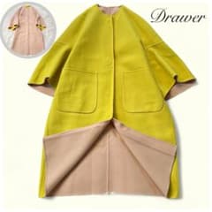 極美品 近年 ドゥロワー 配色リバーノーカラーコート ダブルフェイスリバーシブル 極美品✨ドゥロワー 配色リバーノーカラーコート ダブルフェイス 36