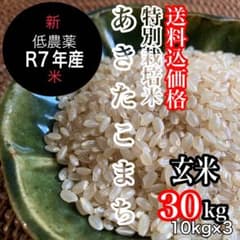 新米R7年産◎低農薬 【特別栽培米】あきたこまち 玄米30kg(10×3 