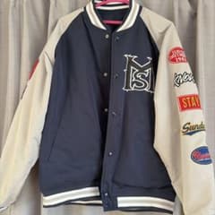 ワッペン付き スタジャン ネイビー×ベージュのサムネイル