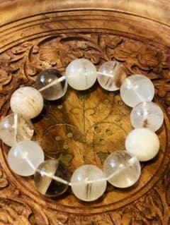 希少！超弩級19mm ホワイト千層ガーデンクォーツブレスレット！水晶空中庭園！のサムネイル