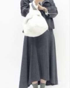 ASTRAT ストライプ柄 ロングフレアスカート チャコールグレー
