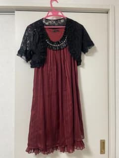 ボレロ付き プリーツドレス ボルドーのサムネイル