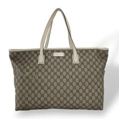 グッチ GGスプリーム トートバッグ 肩掛け可 A4可 ベージュ PVCレザー