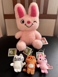 ノンタン ぽってりお手玉ぬいぐるみ　いろんな顔ぷちマスコット3種　全4個