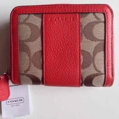 【新品タグ付き】coach 折りたたみ財布 オレンジ レザー×キャンパス地のサムネイル