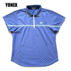 YONEX ゲームシャツ ポロシャツ ハーフジップ 総柄 ブルー XOサイズ