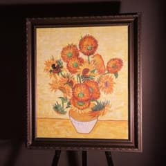☆秀作☆ 手書き油絵 ゴッホ ひまわり 額付き 肉筆絵画 インテリア