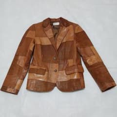 [本革美品] (フランス) EV パッチワーク レザージャケット ブラウン系のサムネイル