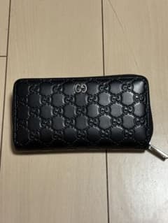 【美品】GUCCI グッチ GGシマ レザー ラウンドファスナー 長財布ブラックのサムネイル