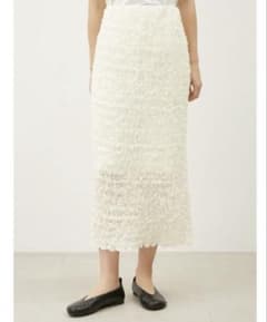 新品　ミラオーウェン　シャーリングファブリックストレートスカート