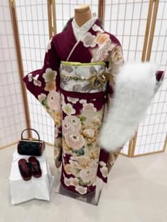振袖フルセット 成人式 ボルドー M 00333/52 - メルカリ