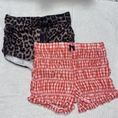 ショートパンツ 2点セット レオパード ギンガムチェックのサムネイル
