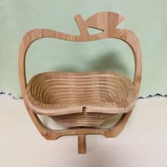 リンゴ型 木製バスケット 折りたたみ 北欧風のサムネイル