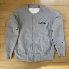 Champion U.S.N.プリント スナップカーディガン L USA製　レア Champion U.S.N.プリント スナップカーディガン L USA製 レア - メルカリ