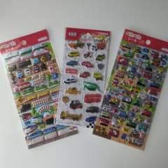 新品未開封♪トミカ・交通系シール 3枚セット ぺたぺたのサムネイル