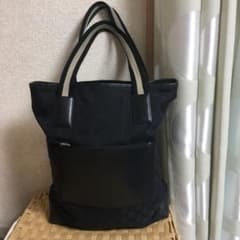 GUCCI グッチ　gg柄　キャンバス　レザー　トートバッグ　ブラック　黒のサムネイル