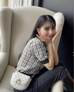 GRL♡千鳥格子柄パフスリーブニットトップス[mb1393]のサムネイル