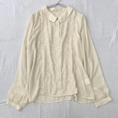 【マジェスティックレゴン】花柄刺繍 シアーブラウス フルボタン 透け感 F