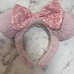 ディズニー カチューシャ ミニー ピンク スパンコール モコモコ