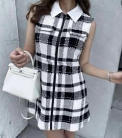 Sheller フロントジップツイードドレス - メルカリ