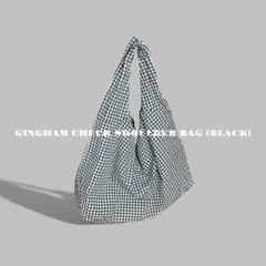 GINGHAM CHECK SHOULDER BAG (BLACK) 3357B - メルカリ