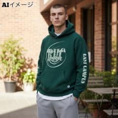 USA古着RUSSELLパーカープルオーバー90sメキシコ製裏起毛短丈グリーンM