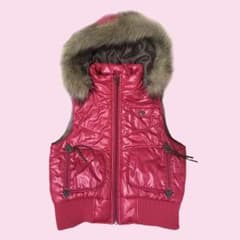 ピンクダウンベスト 平成女児 y2k グランジ archive 平成ギャル 短丈