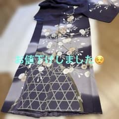 紫色 花柄刺繍 訪問着のサムネイル