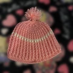 ハンドメイド ニット帽 ポンポン付き ピンクのサムネイル