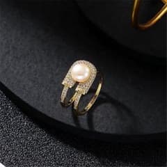 f31☆Circle Pearl Ring☆Ring, Free Size 377