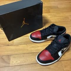 NIKE AIR JORDAN 1 LOW Bred Toeブラック レッドのサムネイル
