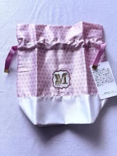 Afternoon Tea イニシャル巾着ポーチ　【M】 ピンク　新品未使用のサムネイル