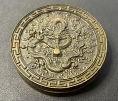 古銅陰陽龍紋 墨盒 硯箱 道教風水 コレクション品、風水、金運、開運