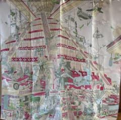 美品 エルメス カレ90 翼のある馬の伝説 スカーフ HERMES クリーム