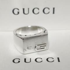 美品】GUCCI グッチ 印台Gリング インターロッキング リング 15号 