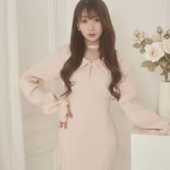 rosemuse スリットジップ ビッグカラー ワンピース ピンクのサムネイル