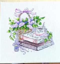 クロスステッチ完成品（コーヒータイム）