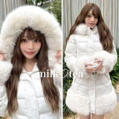 新品タグ付き SOLNI ファーフーディファイバーダウン ホワイト Rady