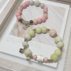 ハンドメイド ガラスビーズ 陶器 ブレスレット 2点セット③ - メルカリ