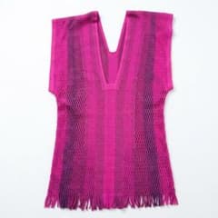 ISSEY MIYAKE メッシュストライプ カットソー ピンクA-POC