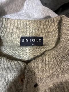 OLD UNIQLO ヘンリーネック ニット セーター グレー Lのサムネイル