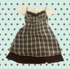 ❤︎お値下げ中❤︎TRALALA チェックワンピース　レース　茶色　森ガールのサムネイル