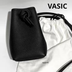 【極美品】VASIC ボンドナノ ブラック レザー ショルダー 巾着バッグ 極美品】VASIC ボンドナノ ブラック レザー ショルダー 巾着バッグ